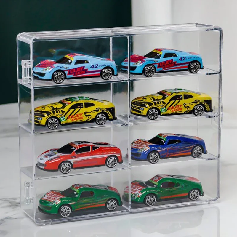 Vitrine acrílica compatível com 8 slots vitrine para carros de brinquedo fundidos em pé em casa de
