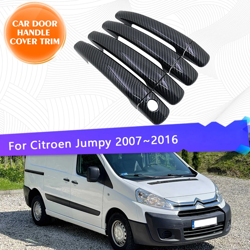 

Car Door Handle Cover Trim For Citroen Jumpy Peugeot Expert 2007~2016 Black Colour Carbon Fiber Sets Exterior Parts Accessories