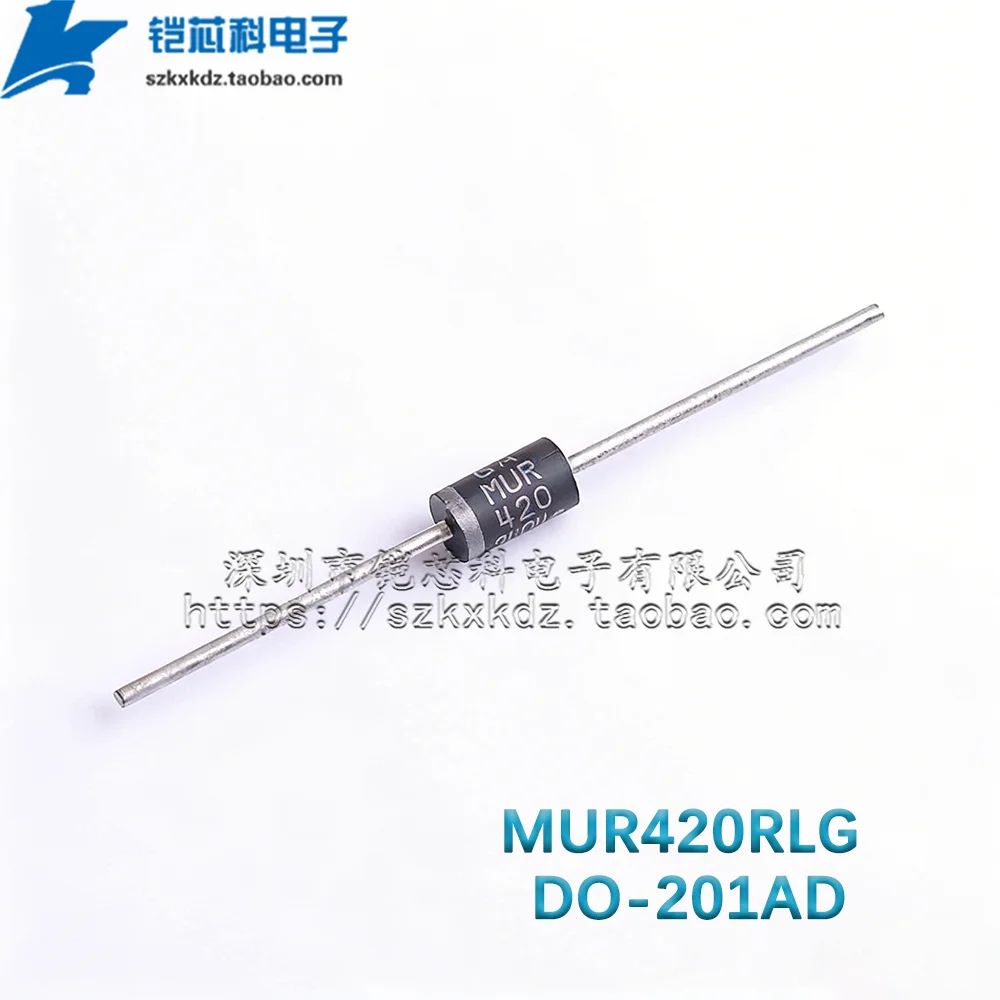 10Pcs New Original MUR420RLG MUR420 DIP DO-201AD Diode Power Rectifier, Ultra-Fast Recovery, Switch-mode, 4 A, 200 V