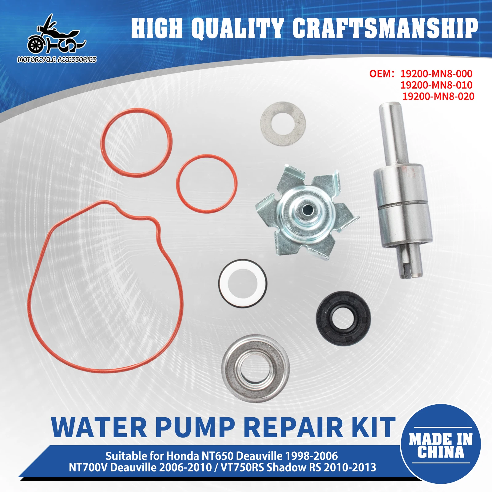 

SJ Motorcycle Water Pump Repair Kit For Honda NT650 Deauville 1998-2006 NT700V Deauville 2006-2010 NV750C2 Shadow 1999-2001
