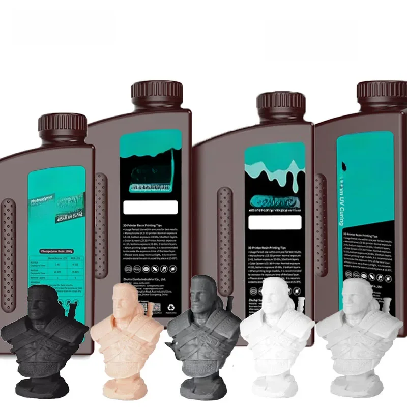 SUNLU 1KG Standardowa/Przypominająca ABS/Na bazie roślin/Żywica do mycia wodą 1000G/Butelka Żywica fotopolimerowa 405nm do większości drukarek 3D SLA/DLP/LCD — zdjęcie produktu 7