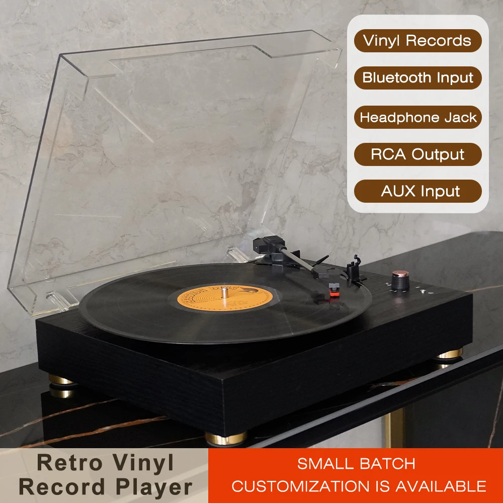 

Винтажный акриловый виниловый проигрыватель пластинок, Bluetooth-грамофон, классический деревянный подарочный орнамент для домашнего декора