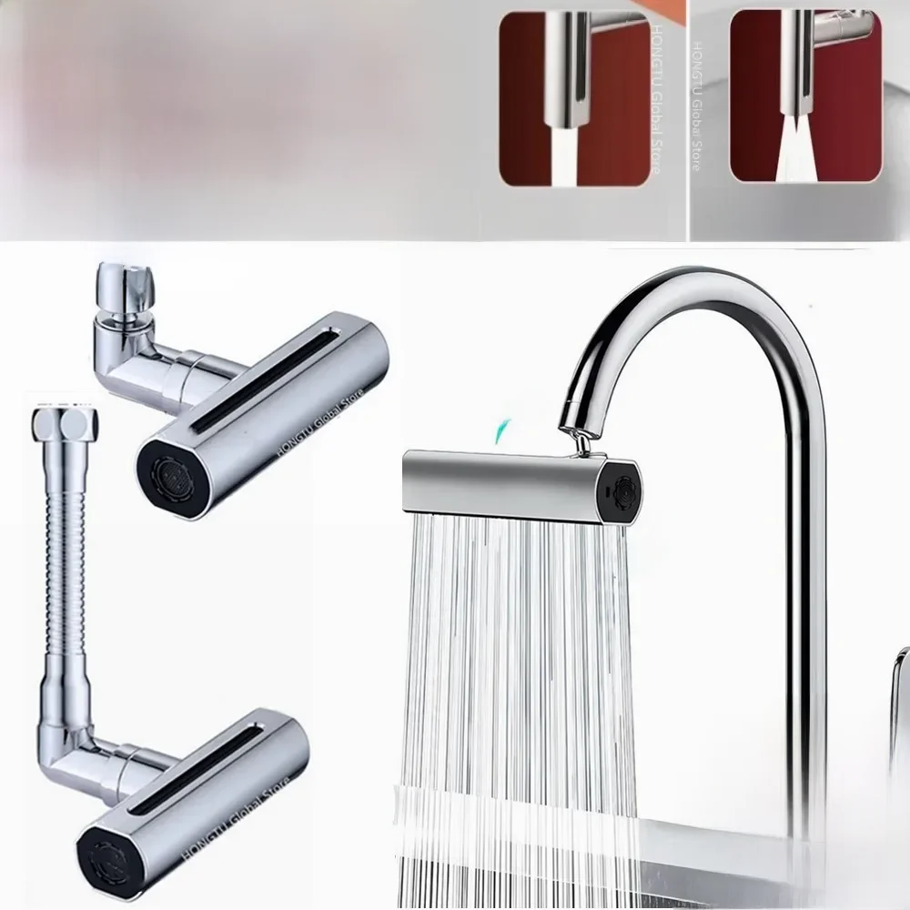 4-trybowy kran z głowicą rozpryskiwacz do zlewu kuchennego Bubbler wodospadr odporna na zachlapania wylewka łazienka umywalka kran przedłużacz Adapter — zdjęcie 2