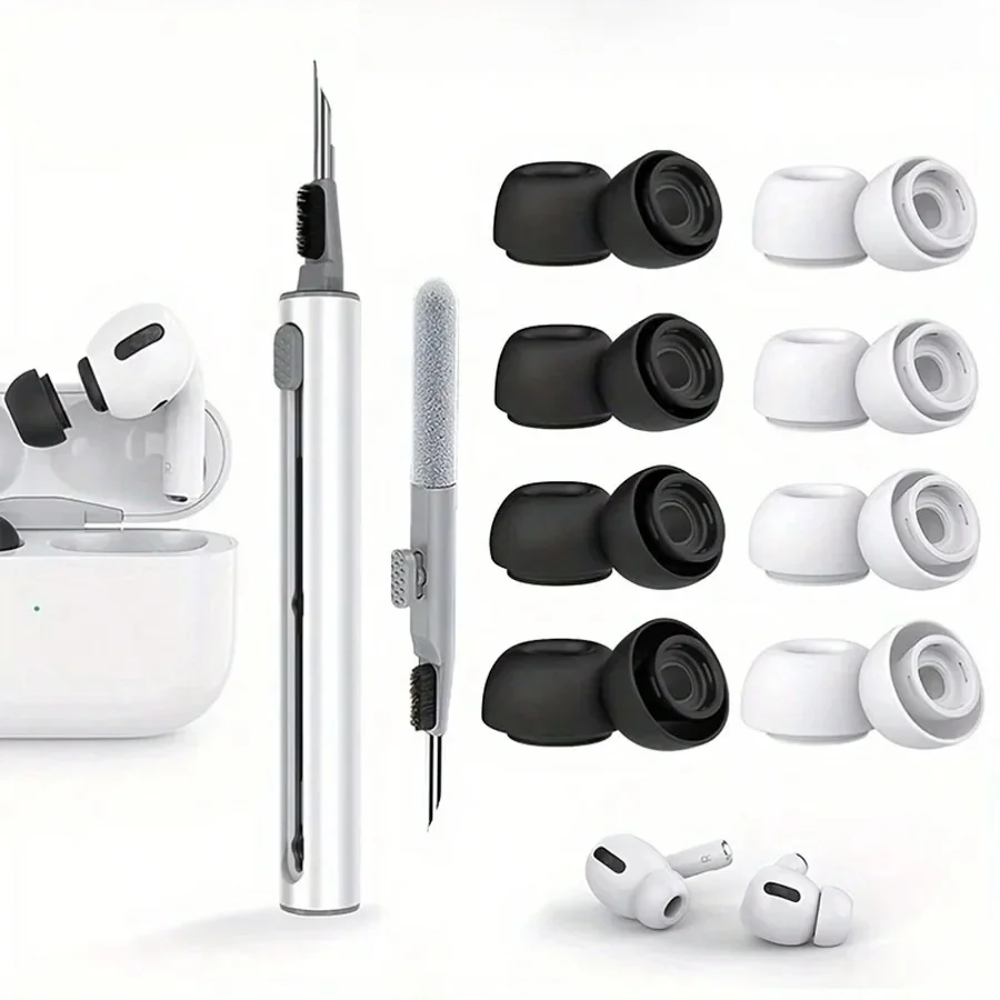 4 paires d'embouts d'oreille en Silicone pour AirPods Pro 1/2, bouchons d'oreille à réduction de bruit avec Kit de nettoyage et conception de soulagement de la pression ​