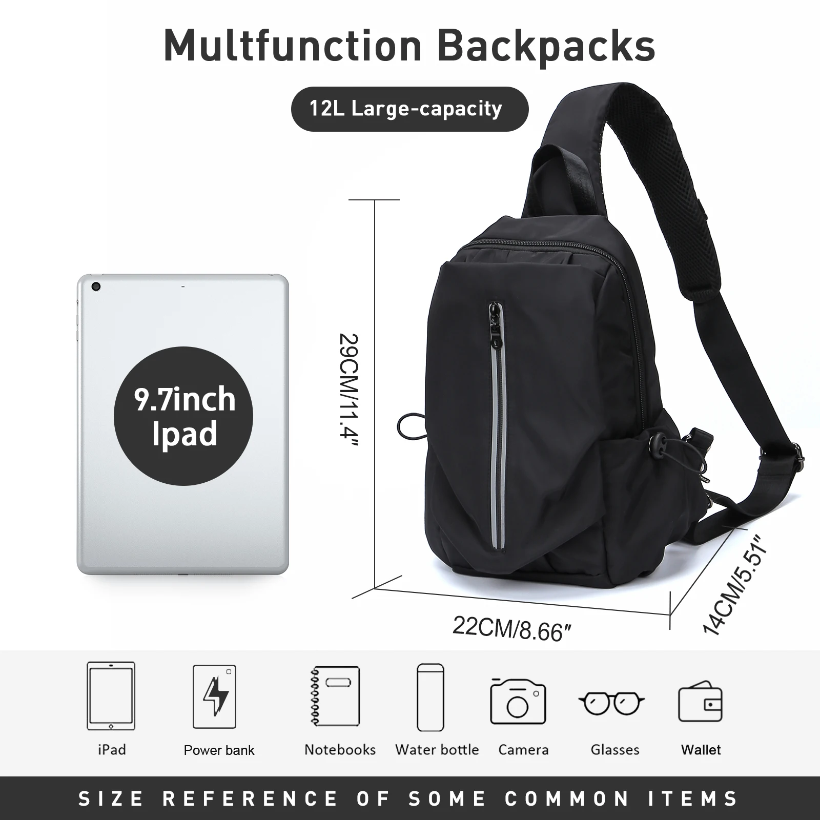 Men's Shoulder Bag, Small Men's Chest Bag, Casual Waterproof Lightweight Chest Messenger Bag with Double Pocket, for Travel Work