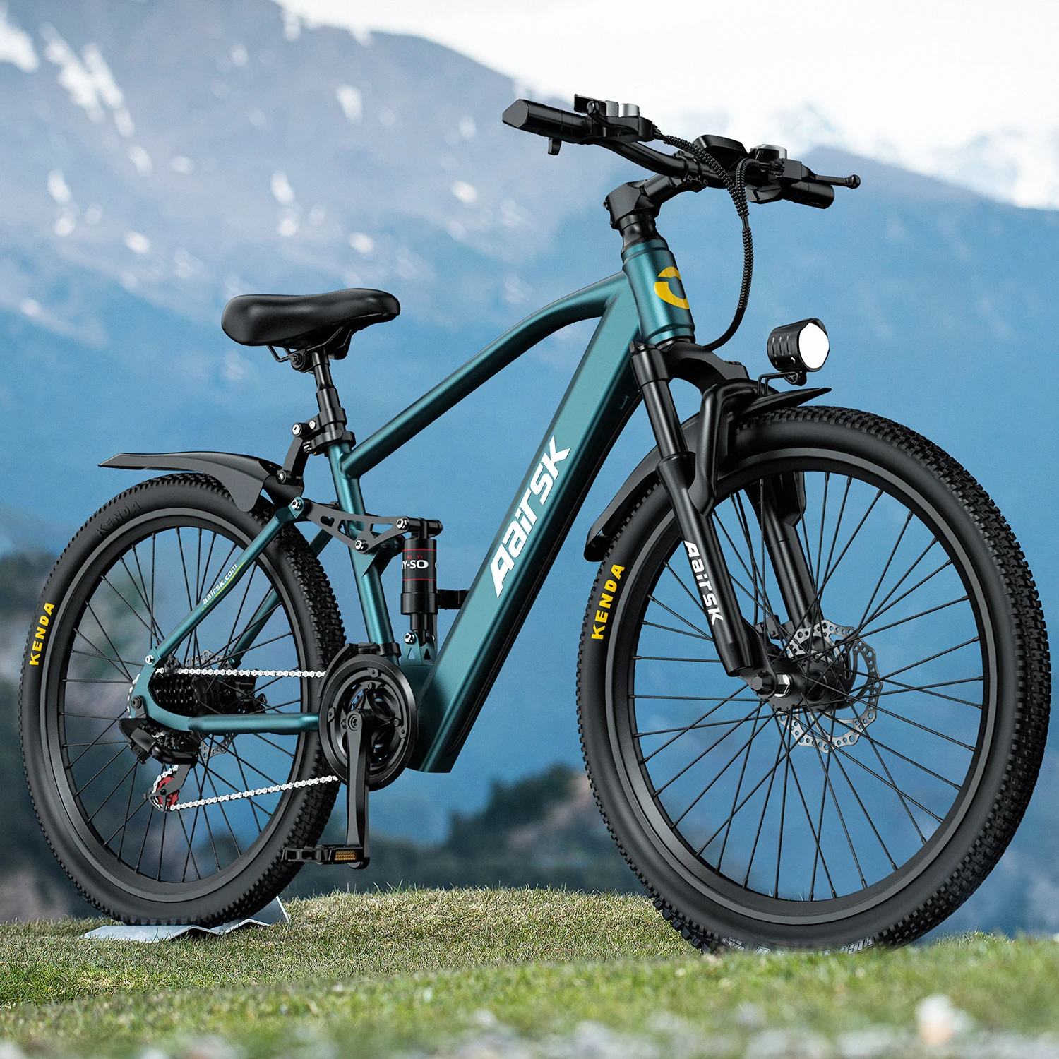 Aairsk GT900 26" Elektrofahrrad, 21 Gänge, City-E-Bike, 36V 13Ah Akku, 250W Motor, Doppelfederung, Scheibenbremsen, NFC, Elektrofahrrad für Erwachsene – Blau