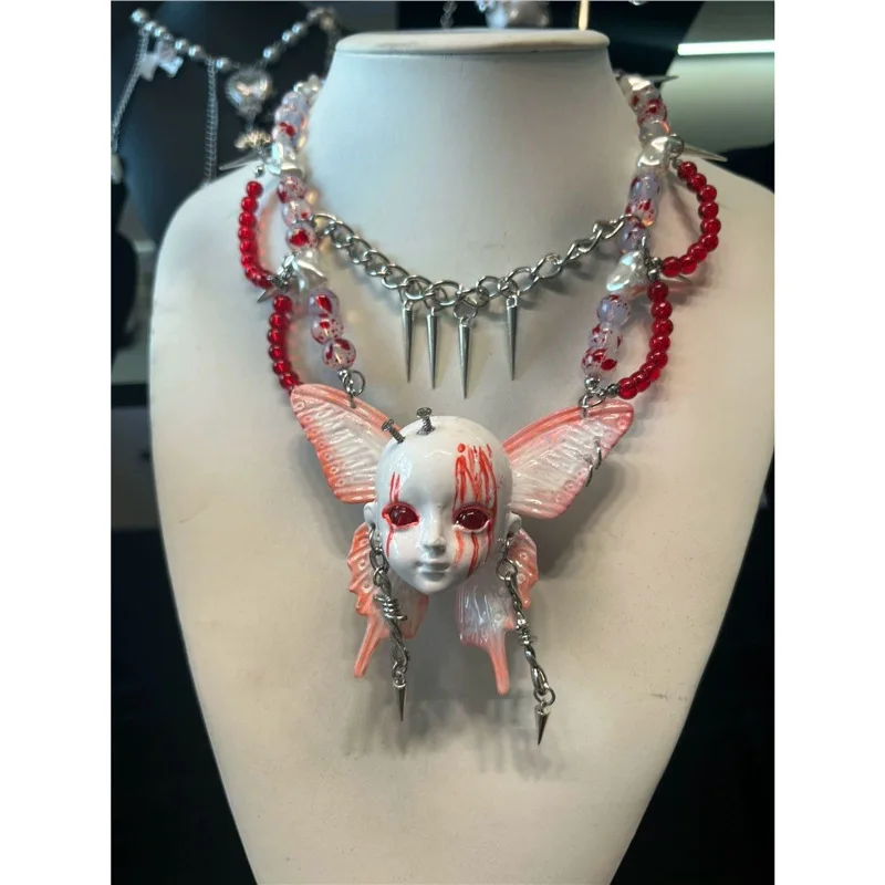 

Y2K Dark style Blood Butterfly Subculture Gothic Necklace