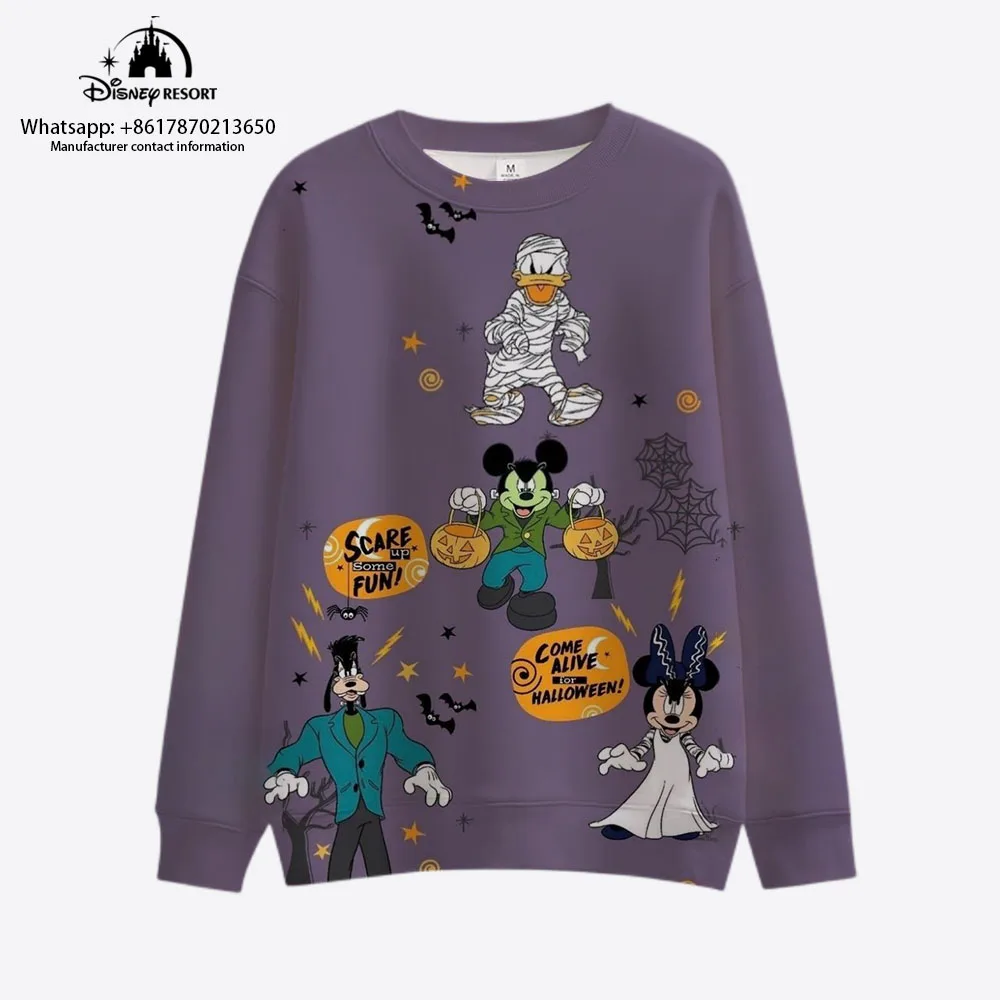 2023 Nieuwe Horror Halloween Disney Merk Mickey En Minnie Anime Print Herfst Harajuku Ronde Hals Casual Trui Met Lange Mouwen