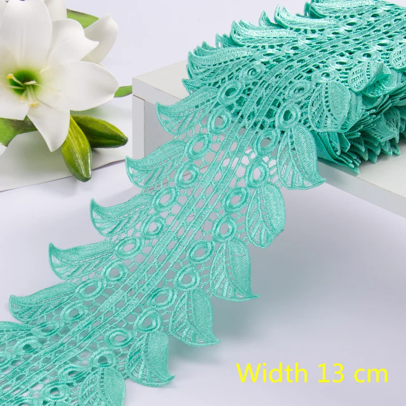 1Yards African Lace Trim For Clothing Accessories DIY Lace Ribbon Embroidered Parches for Wedding Dress Decoration Lace LA1013