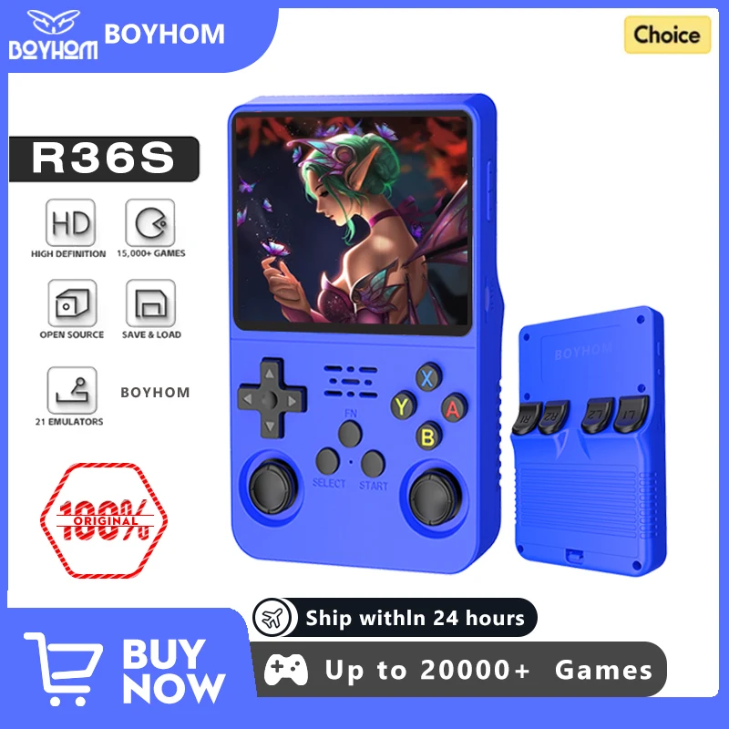 R36S Retro Handheld Video Game Console Linux System 3.5-inch IPS Screen Mini Portable Handheld Video Player 64GB 15000 Games