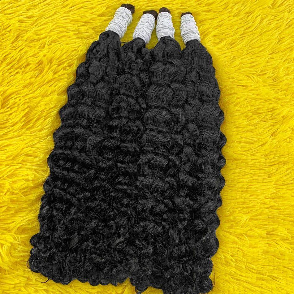 人毛編み込みバージンナチュラルヘアバンドル10Aヘアウィービングノーウェフトカーリー人毛ルーズディープヘアエクステンション用