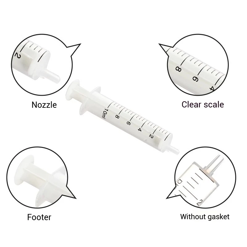 Confezione da 100 siringhe in plastica resistenti alla corrosione da 1 ml senza tappo in gomma siringhe monouso in 2 parti