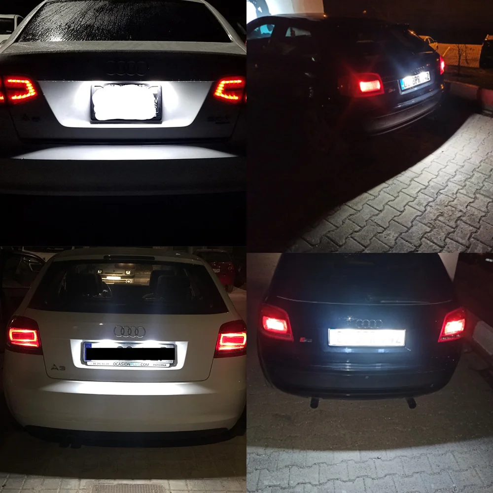 For Audi A3 A4 B7 B6 S3 A5 A6 A8 Q7 RS4 Avant 2PCS Xenon White with Canbus LED Number Plate Lamps No Error License Plate Lights