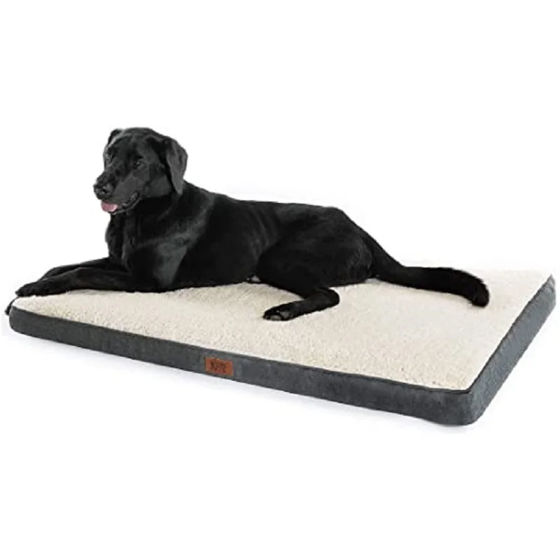 Large gray and white orthopedic dog bed-washable mattress with foam 91x68x7.6 cm