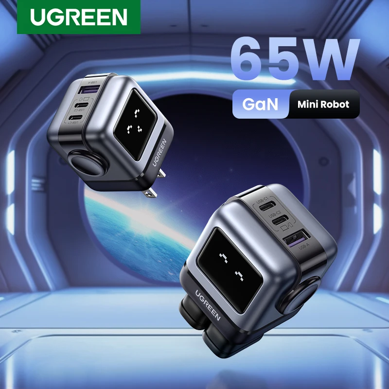 【US Plug】UGREEN 65W 30W GaN Charger Robot Design PD3.0 Fast Charger QC4.0 3.0 PPS for iPhone 16 15 14 Pro Macbook Laptop Tablets