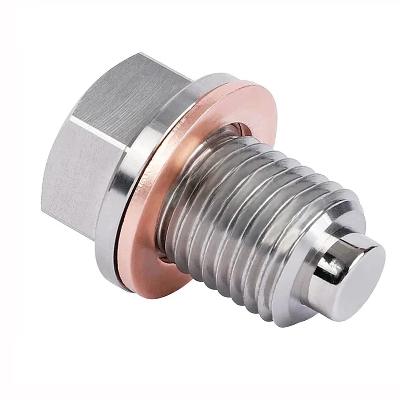 M14 x 1,5 M12 M16 M18 M20 Magnetyczny korek spustowy oleju ze stali nierdzewnej Śruba z nakrętką spustową miski z miedzianą uszczelką Podkładka zgniatająca — zdjęcie 2