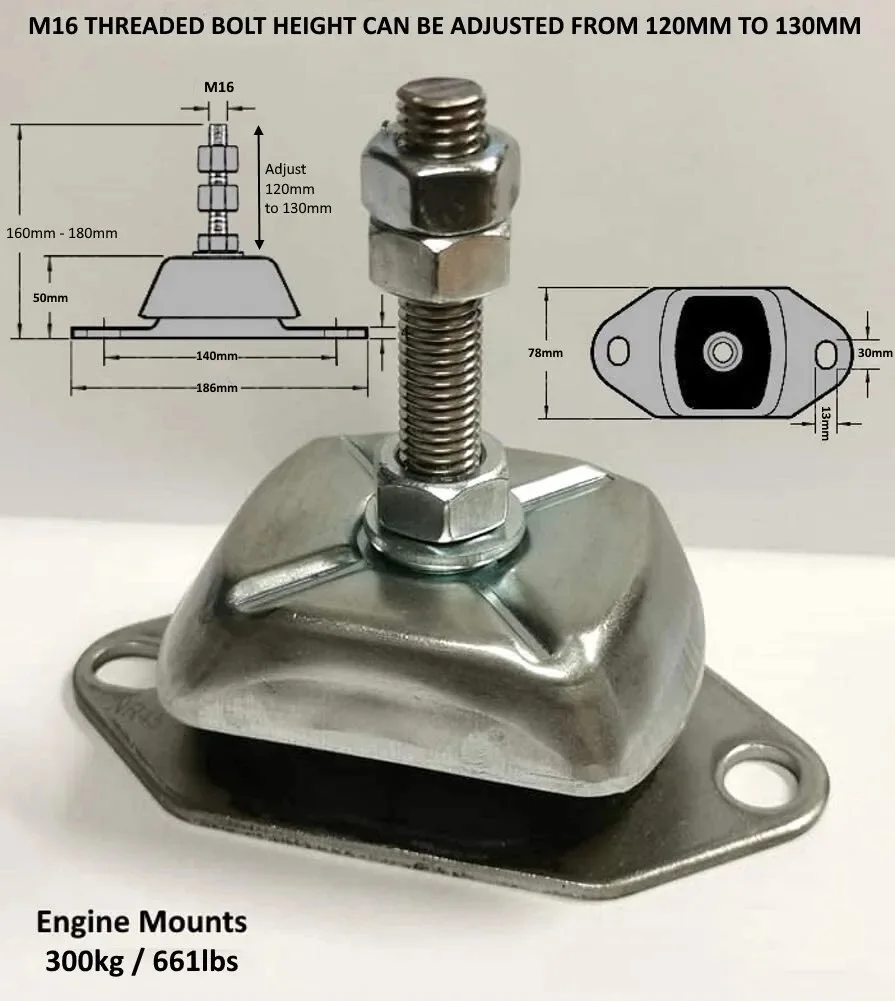 AMC Genuine Marine Flexible Engine Mount | 300KG Capacity | Fits Volvo Penta & Mercruiser Engines