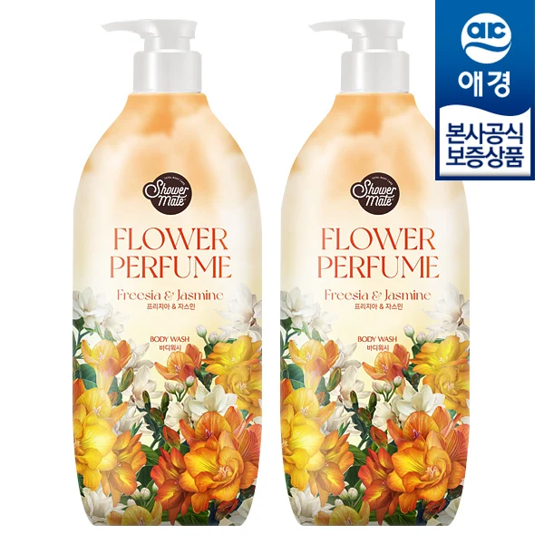 [Aekyung] shower mate flower parfum body shower yellow 900g x 2 pieces