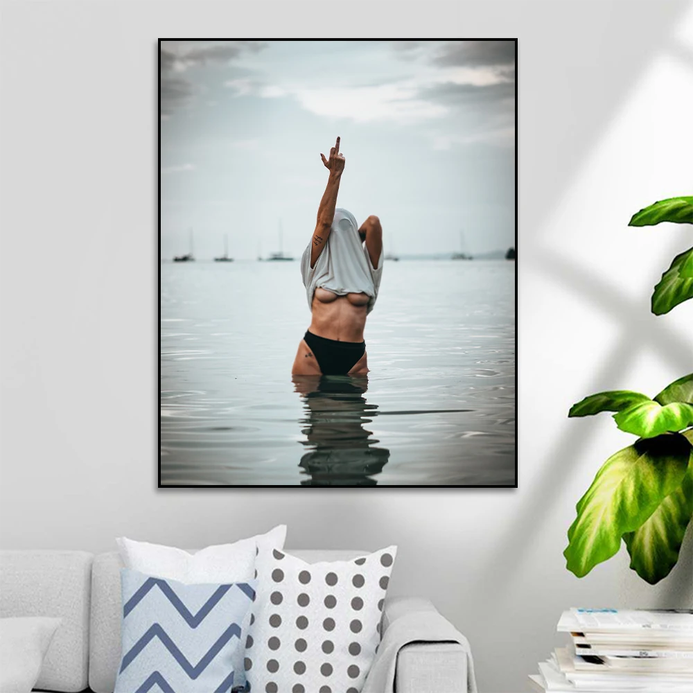 

Sexy Middle Finger Feminist Canvas Painting Poster Wall Art Print Modern Home Decor Picture For Living Room Bedroom Frameless