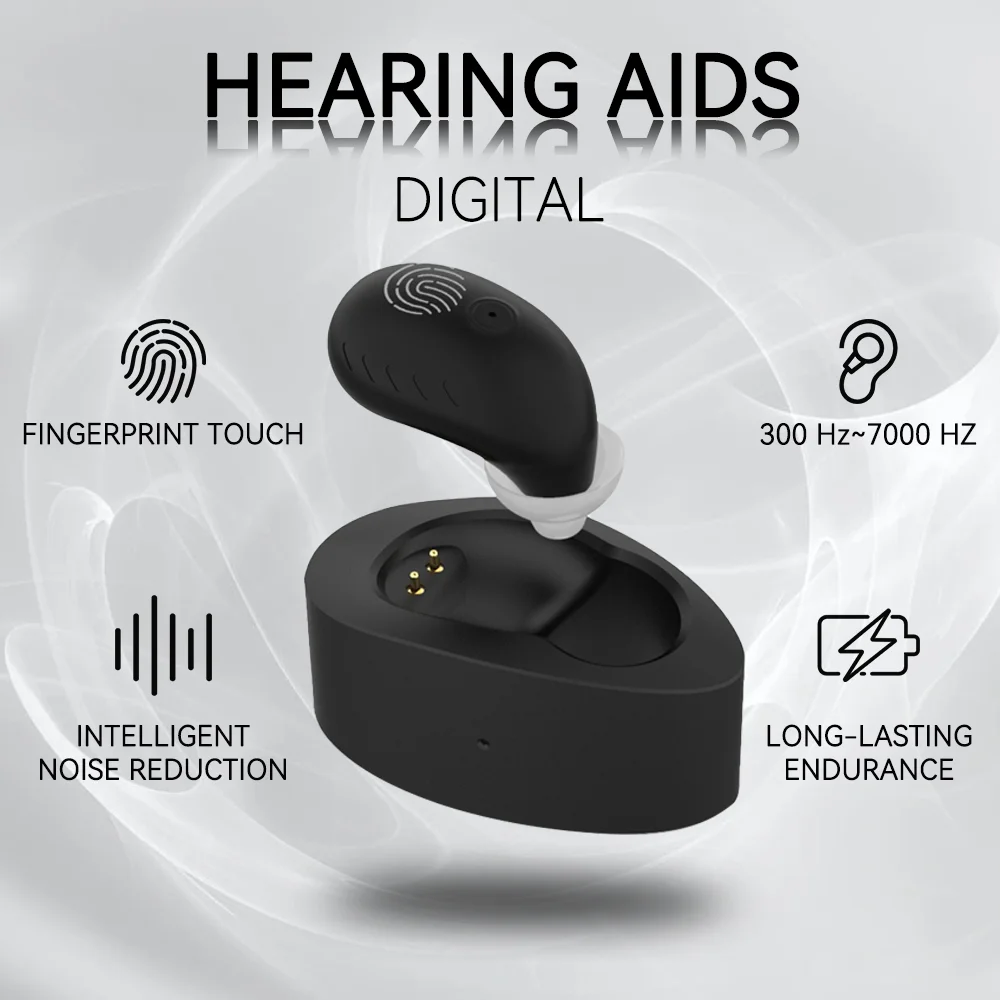 

ITC Fingerprint Touch Hearing Aid Elderly Listening Device Noise Reduction Mode Wireless Sound Amplifier Invisible Hearing Aids