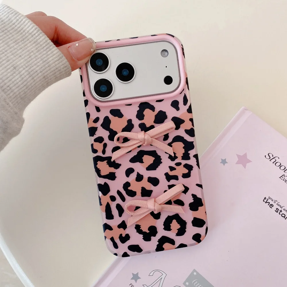 

Simple solid color leopard print series cute mobile case, suitable for iPhone17/13/14/15/16ProMax,cute and fresh protective case
