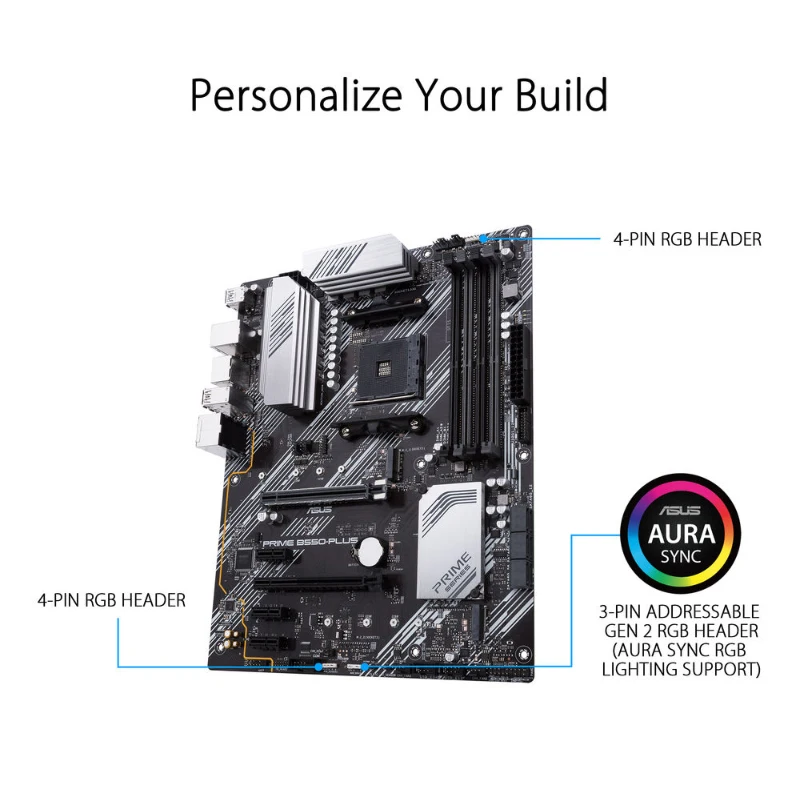 ASUS B550 Motherboard PRIME B550-PLUS Supports Ryzen 5 5600G 5600/Ryzen 7 5700x3d 5800x3d 5700x 5800x 3800x/Ryzen 9 5900 5950X