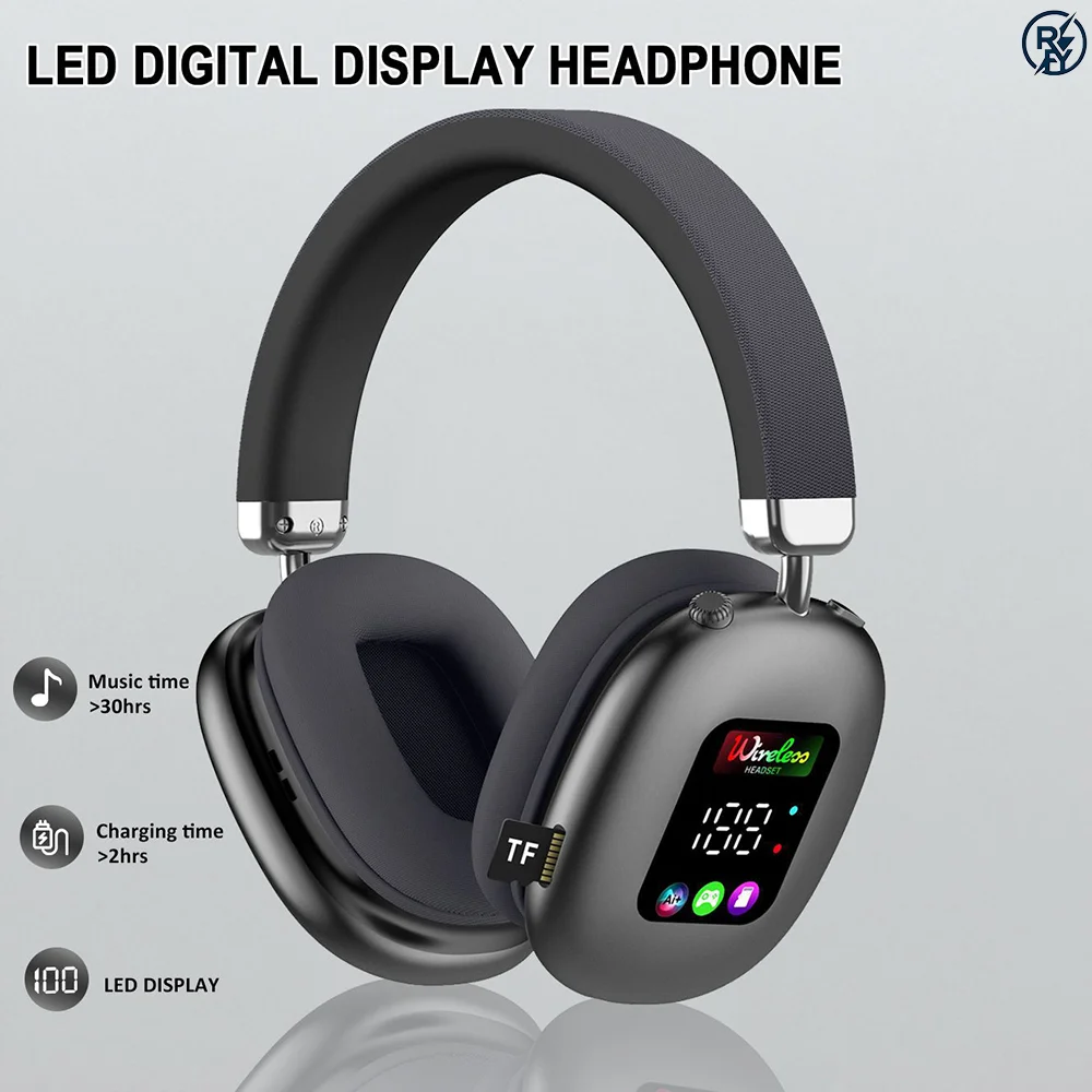 

Akz616Bt Частная модель Новая беспроводная Bluetooth-гарнитура с креплением на голову RGB Цифровой экран Гарнитура Гарнитура для чтения карт