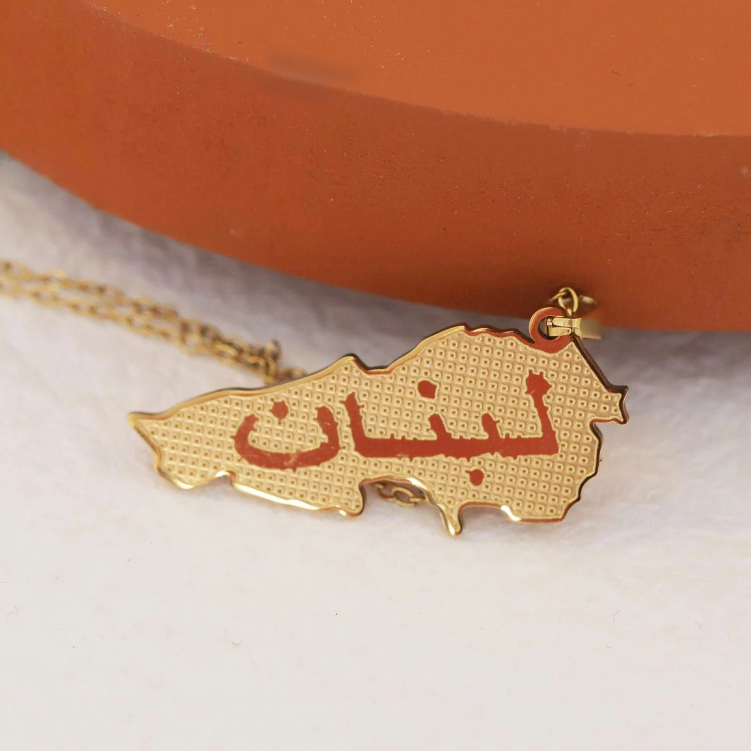 Personalized Customized Arabic Map Oiled Name Necklace Stainless Steel Irregular Pendant Jewelry Best Eid Gift For Women And Men