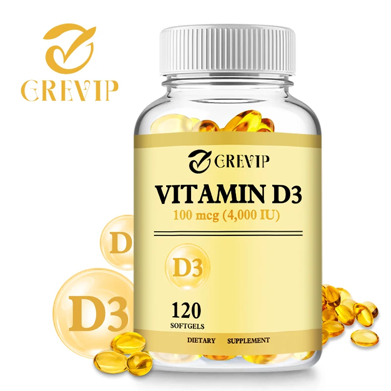 Capsule di vitamina D3-aiuta la salute dei muscoli, dei nervi, supporta la densità ossea, i denti, la pelle e il cuore-120 capsule