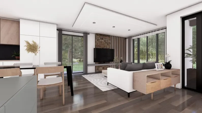 مخطط منزل حديث مقاس 7 × 9 م (مخططات مطبوعة) 2 سرير 1 حمام 126 مربع |   تصميم منزلي صغير بطابقين |   الرسومات المعمارية