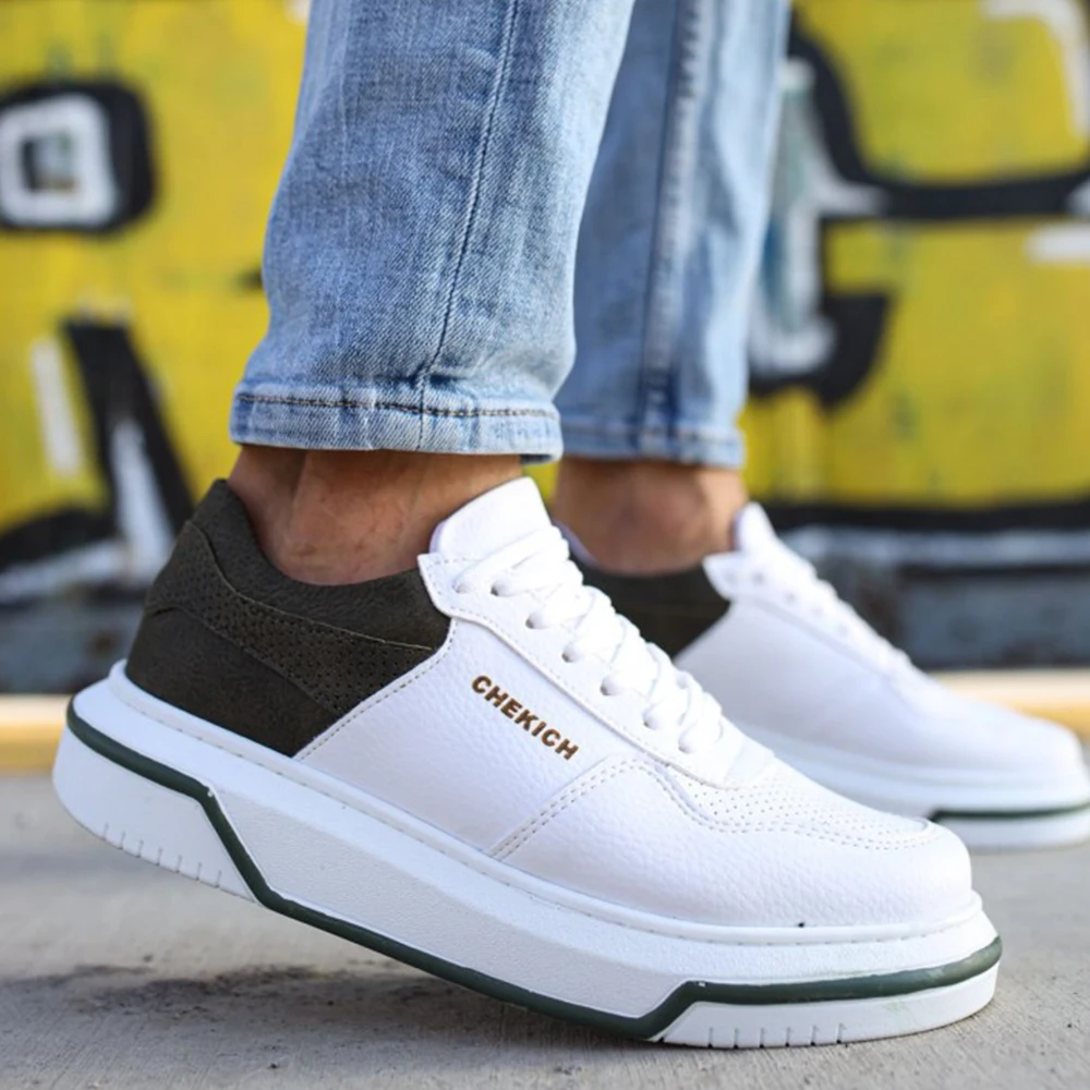 FOH Store WHITE GREEN Artificial Leather Sneakers Women Men Summer Spring Sport Unisex Lightweight Mixed Color Casual Running Daily Footwear Orthopedic Walking Breathable Futsal Air Lighted Weight 2023 Fashion 075