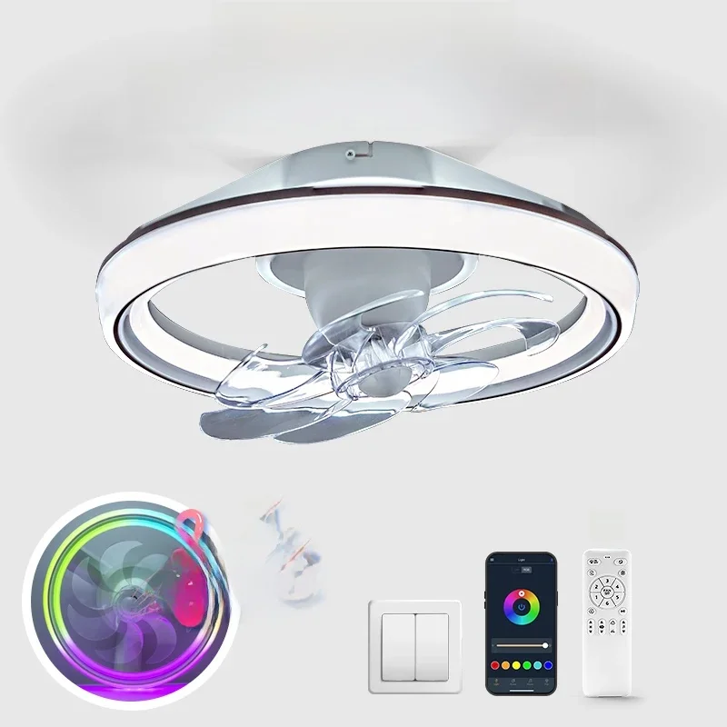 Slimme LED-plafondventilator met licht Oscillerende ventilator met 7 bladen Licht APP Afstandsbediening Plafondlampventilator 6 niveaus van windsnelheid - afbeelding 2