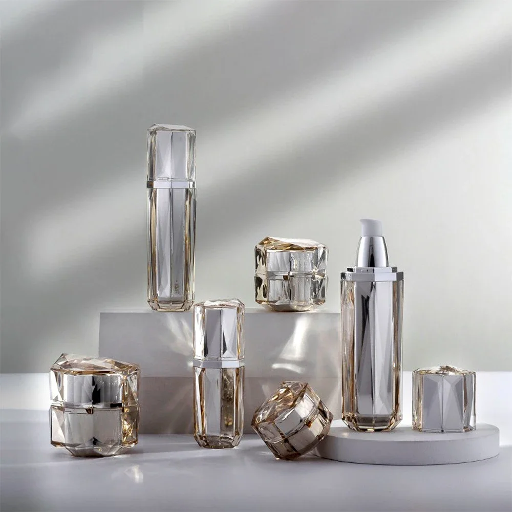 Bouteilles rechargeables vides 30/50/100ml, pot sans air en acrylique blanc perle, bouteille cosmétique irrégulière, pot de Lotion et de crème, bouteille à pompe