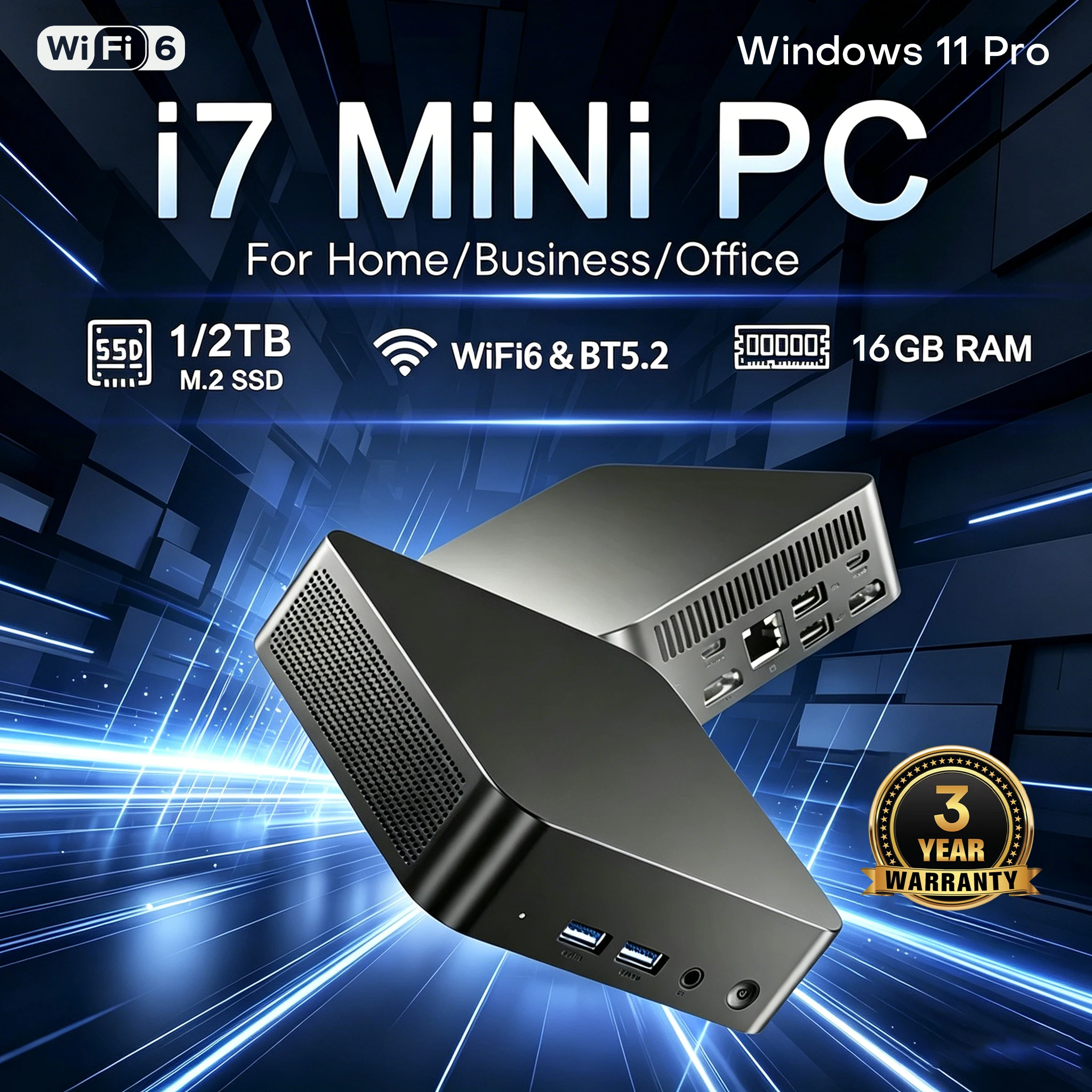 Mini PC Xiaman nuevo con Windows 11 Pro, Intel Core i7 4510U, 16GB DDR, 1TB/2TB SSD, WIFI 6, BT5.2, computadora de escritorio.