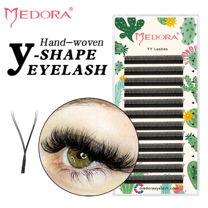 

MEDORA 12 Row YY Shape Lashes 0.07 Faux Mink C/D 8-15 mm Black Natural Soft Brazilian Eyelashes YY Design Volume Fan Lash