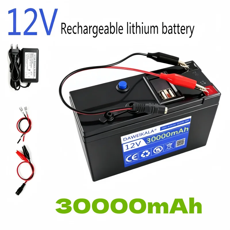 12V 30000mAh Wiederaufladbarer Li-Ionen-Akku für Elektro-Spielzeugautos, LED-Streifenlichter, Outdoor-Stromversorgung, Powerbank