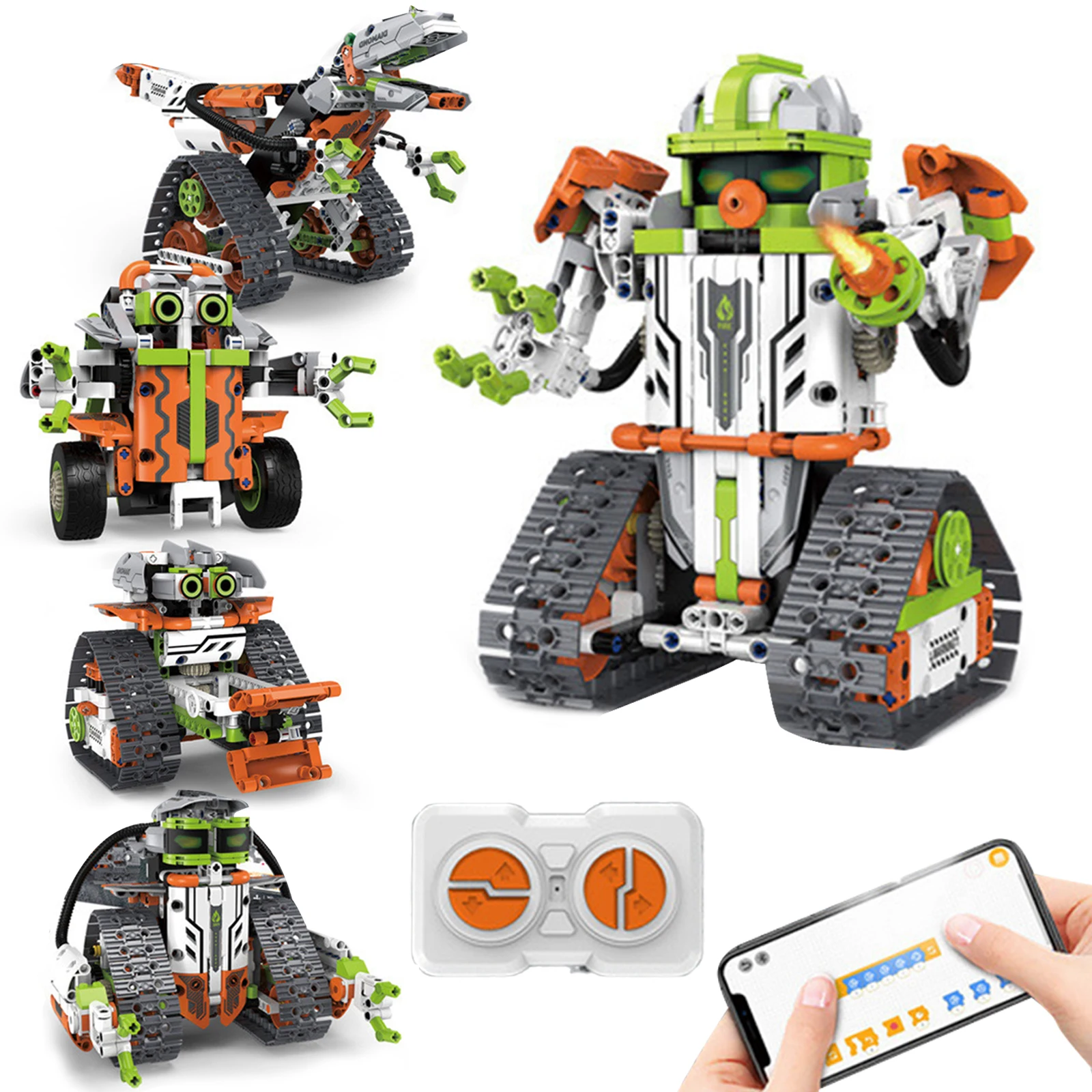 5 In 1 Science Teaching Programming Building Block Toy Small Particle Robot Kids Creative Educational Toys App Remote Control