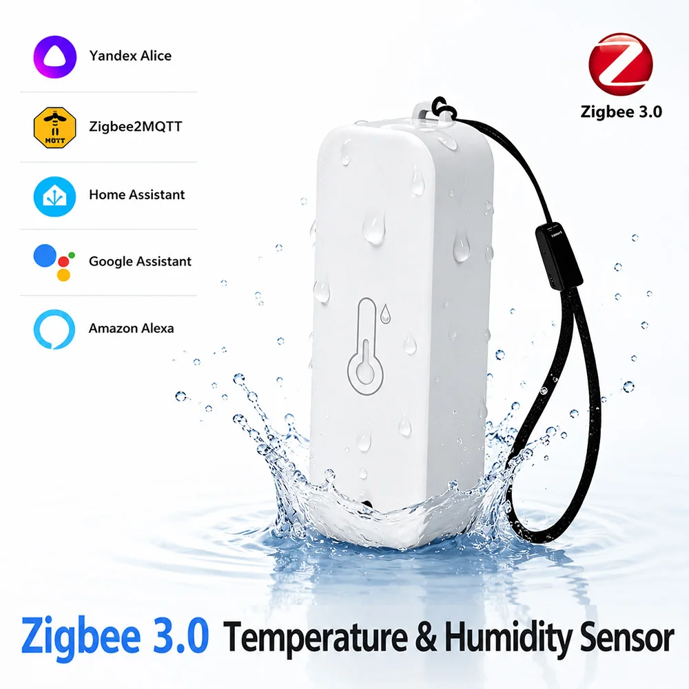 Waterproof Zigbee 3.0 Temperature Humidity Sensor Thermometer Hygrometer Works with Home Assistant ZHA Zigbee2MQTT Yandex Alexa