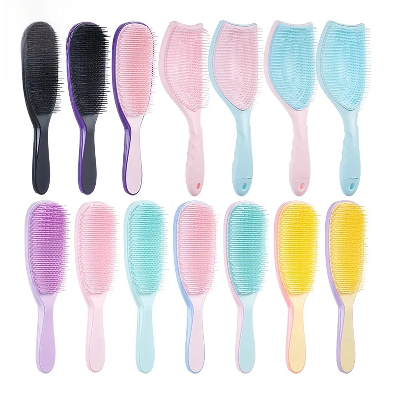 Brosse à cheveux démêlante bicolore, peigne coiffant de Massage du cuir chevelu pour femmes, peigne de finition de Type cheveux Normal pour un nettoyage facile, 1 pièce
