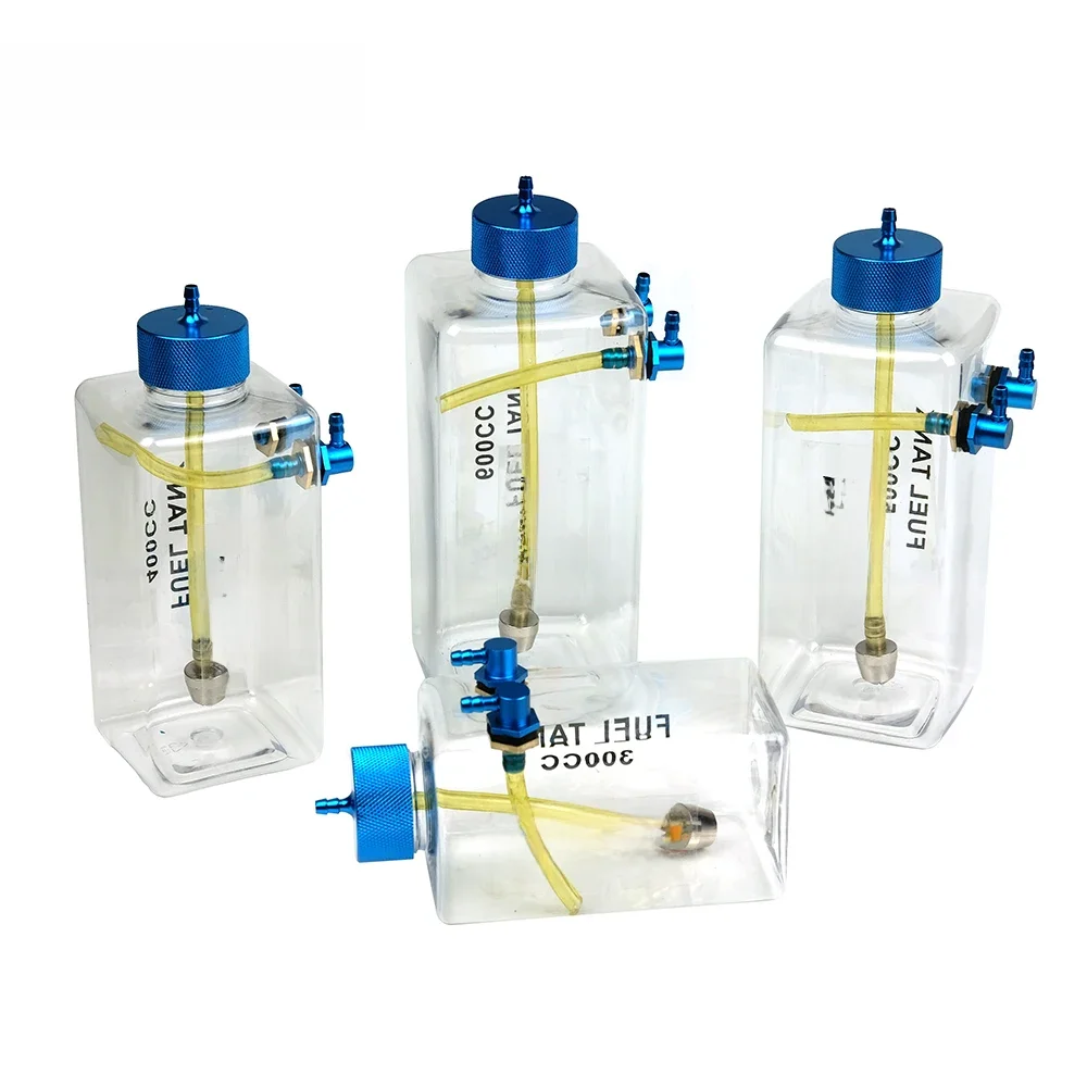 1Pc Rc Model Brandstoftank Benzine Transparant Plastic Fles 300/400/500/600 Ml/Cc Cnc Aluminium Legering Voor Gas En Nitro Auto Vliegtuig - afbeelding 2