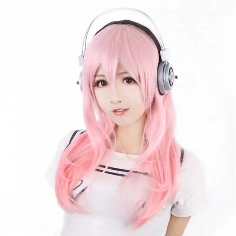 Super Sonico Supersonico 60cm długie różowe włosy typu Ombre żaroodporne przebranie na karnawał peruka + zestaw słuchawkowy z zabawkami — zdjęcie 2