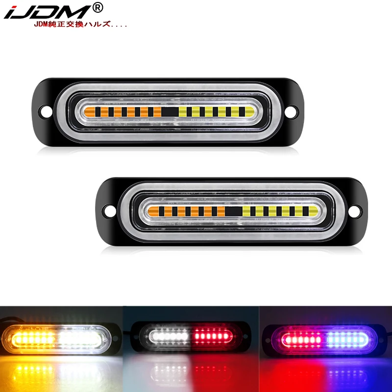 1PCS Car Led Strobe Warning Light Grill Flashing Breakdown Emergency Truck Trailer Beacon Lamp LED Side For 12V 24V 12LED Flash