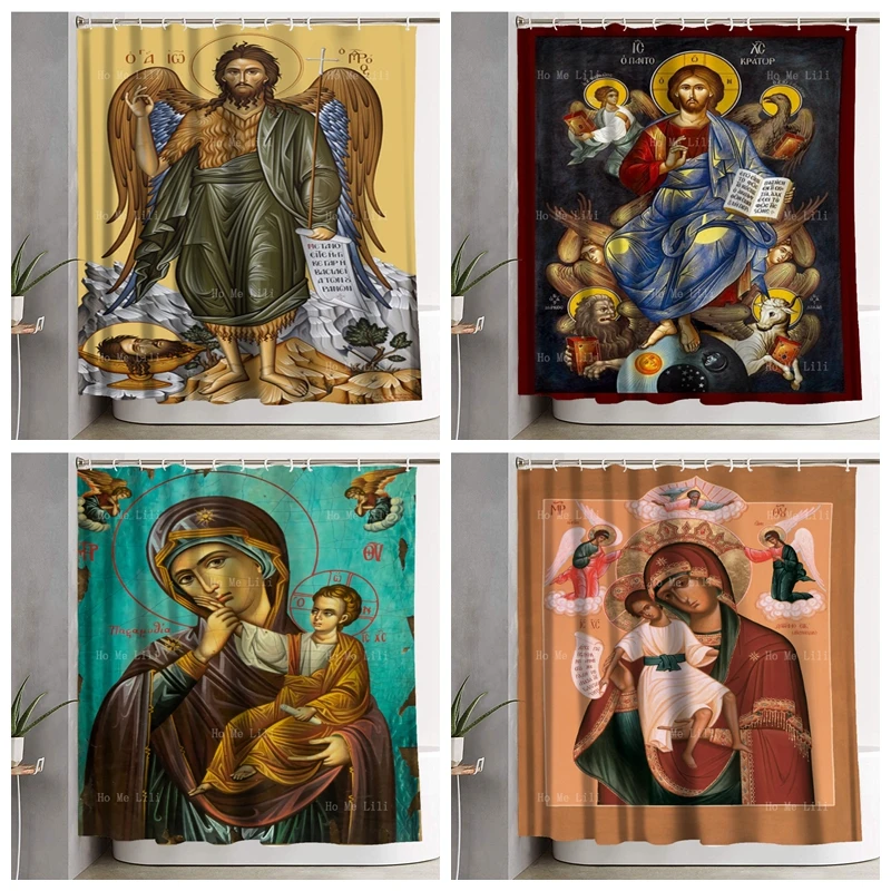 Saint John The Baptist Prophet Our Lady Mary Religious Gifts Christ Icon Orthodox Waterproof Shower Curtains By Ho Me Lili