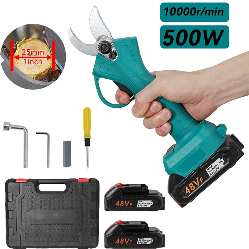 مقص تقليم لاسلكي بدون فرش - قطع 25 مم، متوافق مع بطارية ماكيتا، مقص حديقة كهربائي 9000 مللي أمبير في الساعة للأشجار والشجيرات