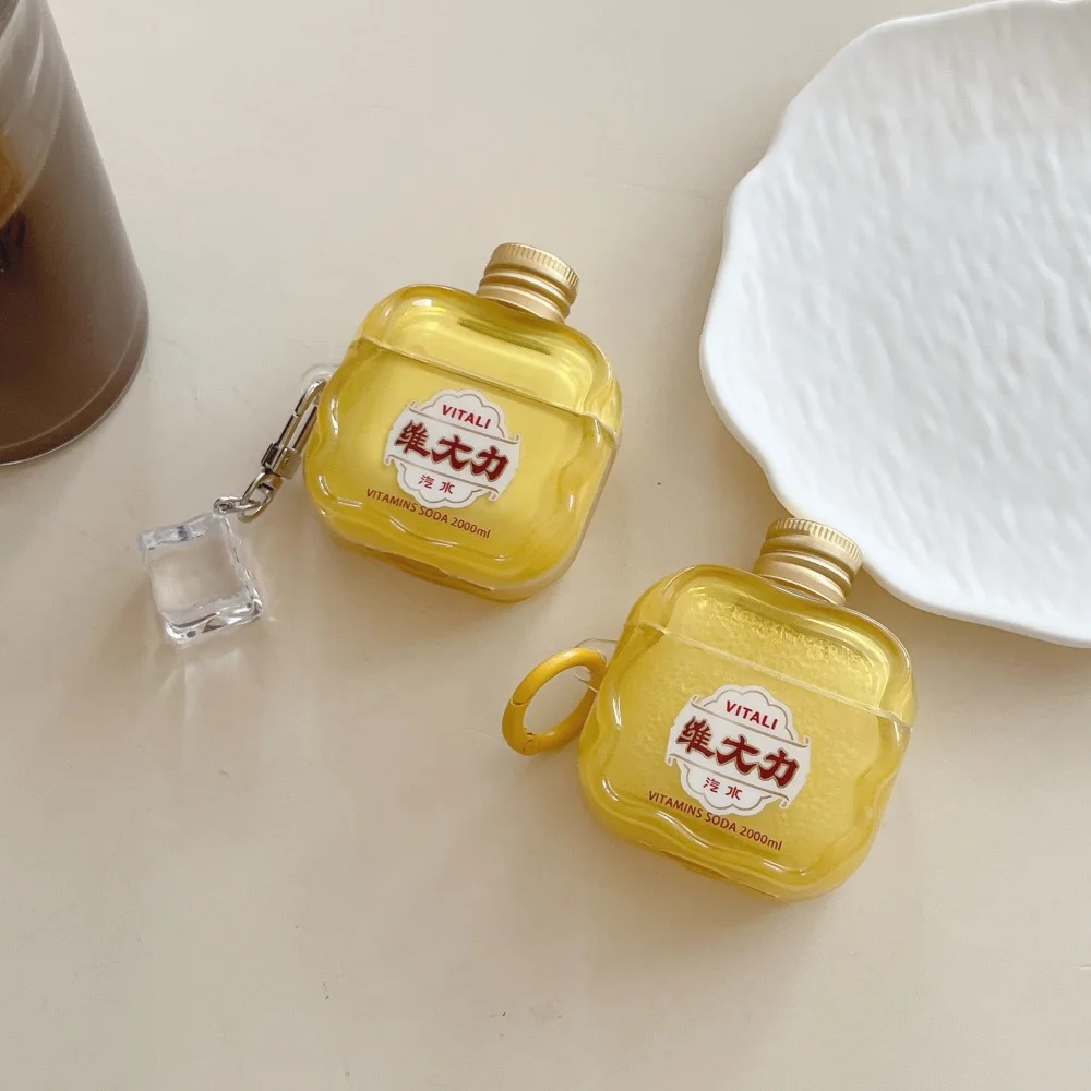 

Nostalgic soda creative headphone protective case,suitable for AirPods 4/3/2 Pro/2/4, with ice cube pendant, new protective case