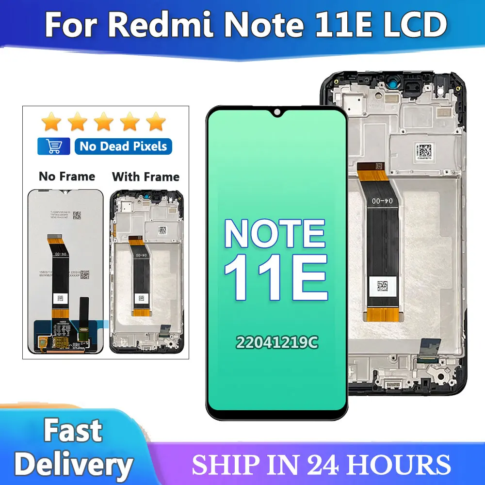 

6.58" Original For Xiaomi Redmi Note 11E LCD Display Touch Screen Digitizer For Redmi Note11e 22041219C Display with Frame