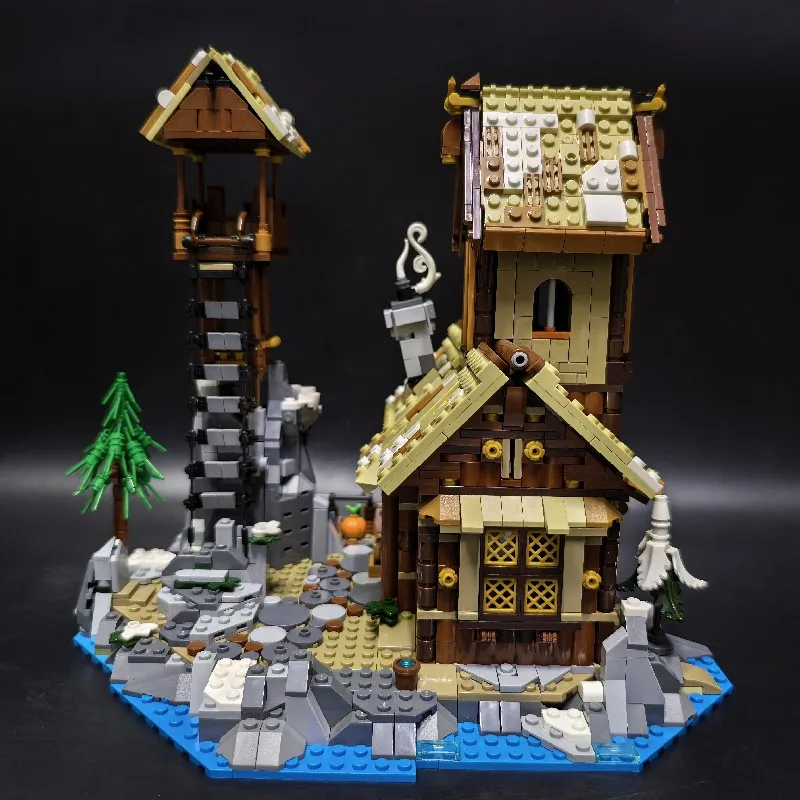 1837 قطعة فيلم فايكنغ ميناء القرون الوسطى منزل المباني مجموعات مدينة العمارة وحدات بنة التجمع أطقم منمذجة ، الكبار هدية #5