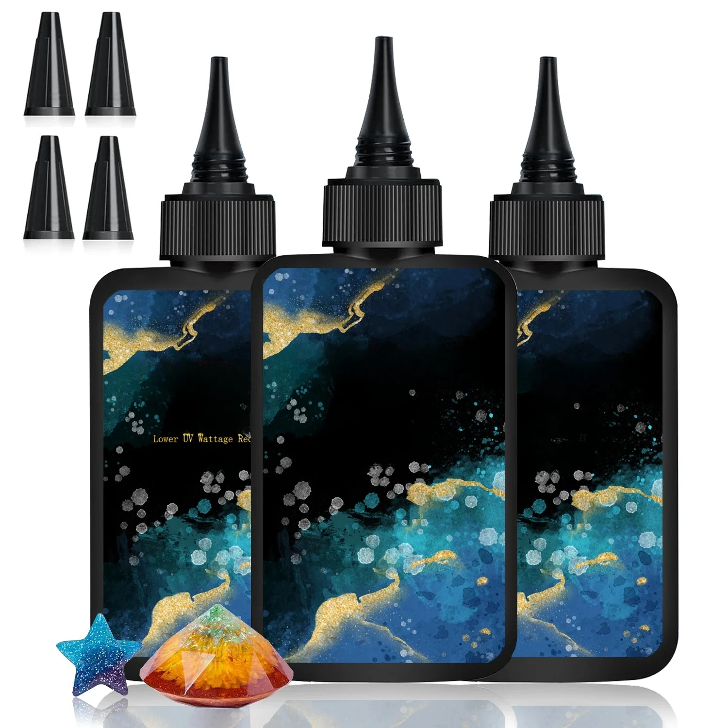 Résine UV dure transparente, formule améliorée, résine à durcissement rapide ultraviolet pour bijoux, décoration artisanale exécutive, 100g, 200g, 300g