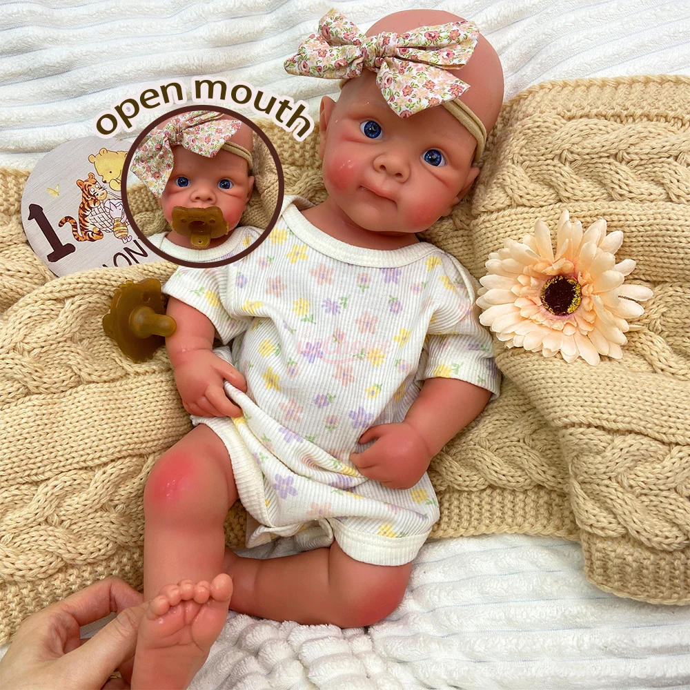 

50CM Silicone Reborn Baby Doll Girl Real Touch Skin Details Handmade 1:1 Weight Can Makeup Role Play Toy Children Gift