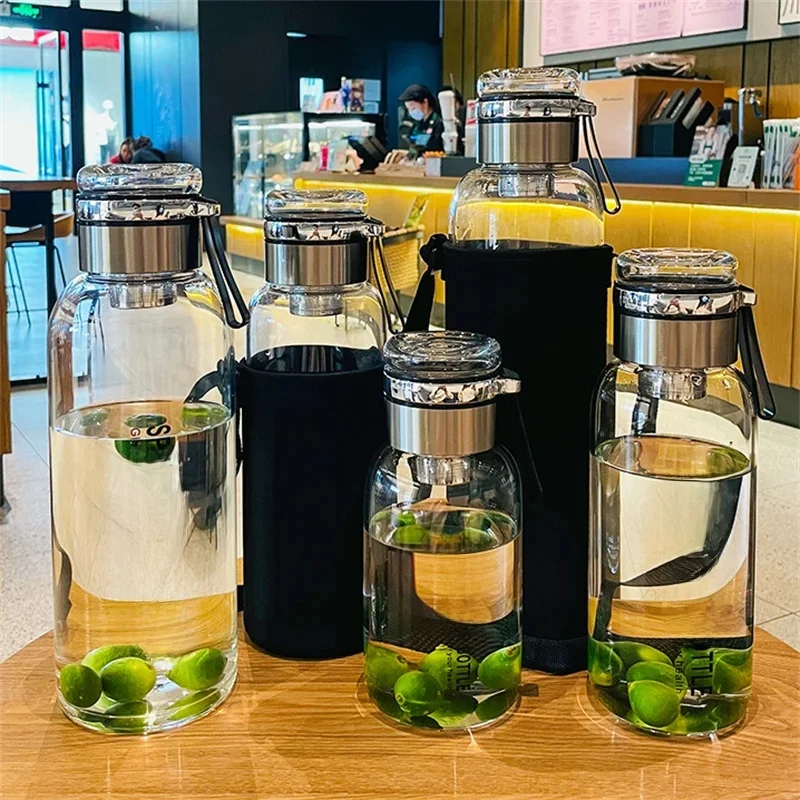 AliExpress BenRussell 1L 1.5L 2L Portable Leakproof Large Capacity Glass Water Bottle Outdoor Sports Camping Picnic Bicycle Travel Drink Bottles Cup